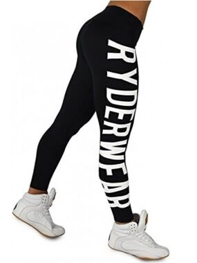 Ryderwear Black Boss Girl Leggings with White Bold Side Logo